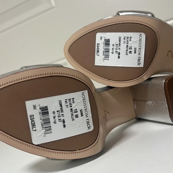 New Silver metallic 27 edit chunk heel open toe - Picture 6 of 8